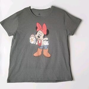 Minnie Mouse w Milkshake Shirt Womens Plus Size 2X Gray Cute Disneyland Outfit